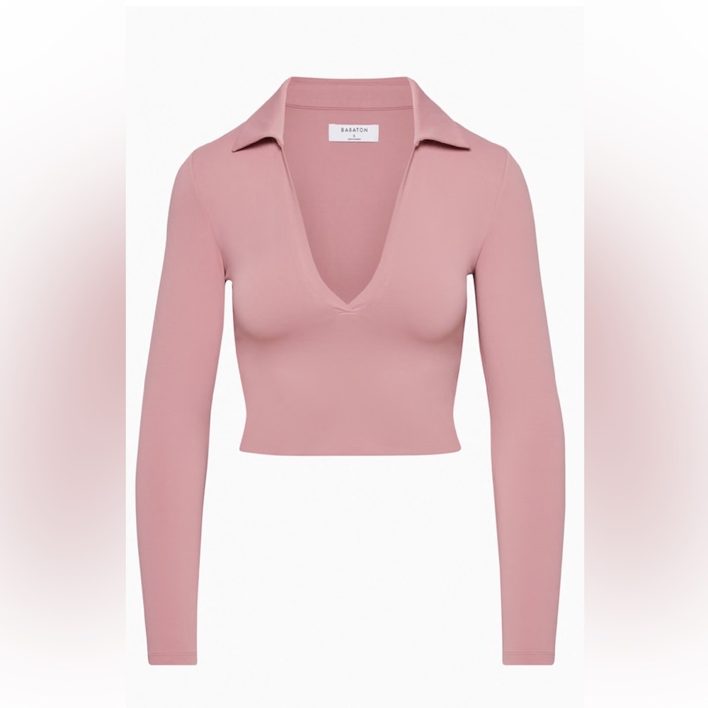 Babaton Mauve V-Neck Contour cropped top